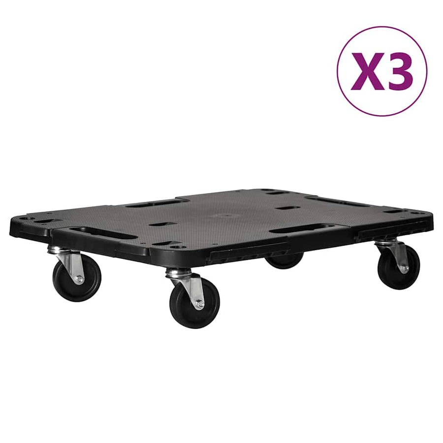 Transporttrolleys 3 st 58x38x12 cm polypropeen zwart