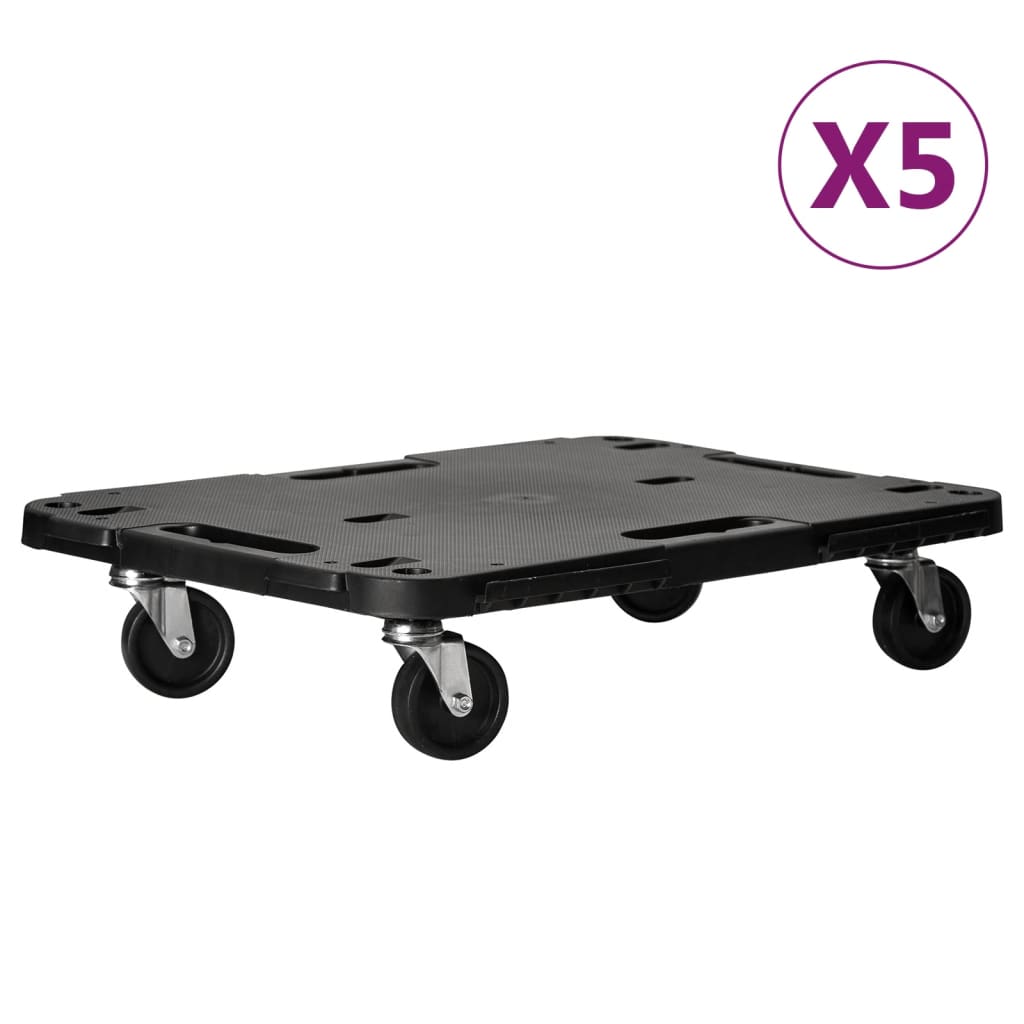 Transporttrolleys 5 st 58x38x12 cm polypropeen zwart