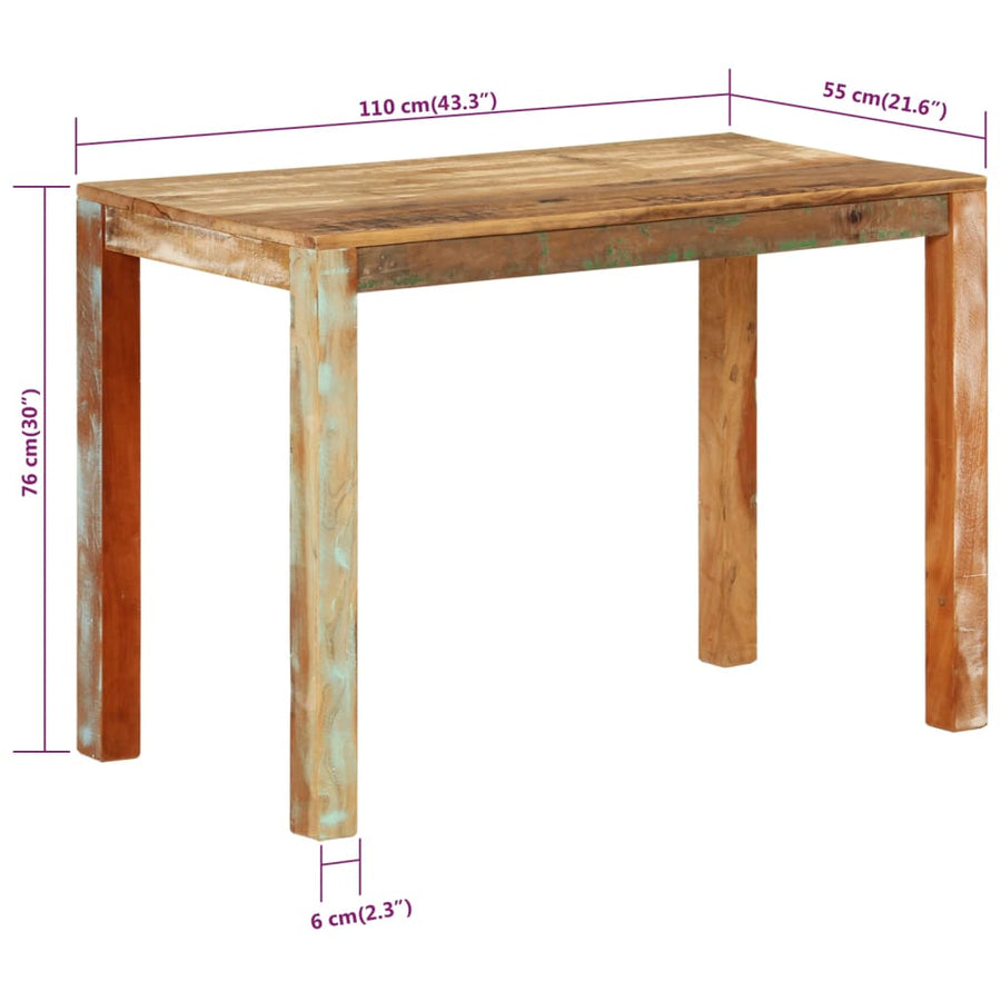 Eettafel 0x55x76 cm gerecycled massief mangohout 111 x 55 x 76 cm massief gerecycled hout