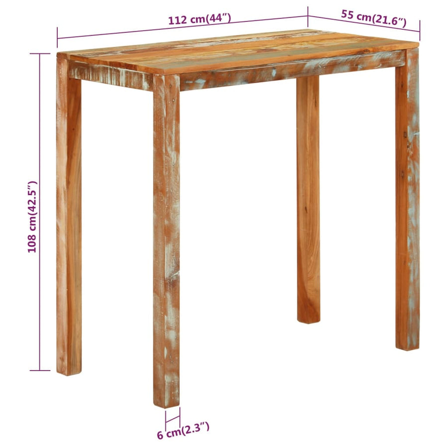 Bartafel Gerecycled Massief Mangohout 112 x 55 x 108 cm massief gerecycled hout