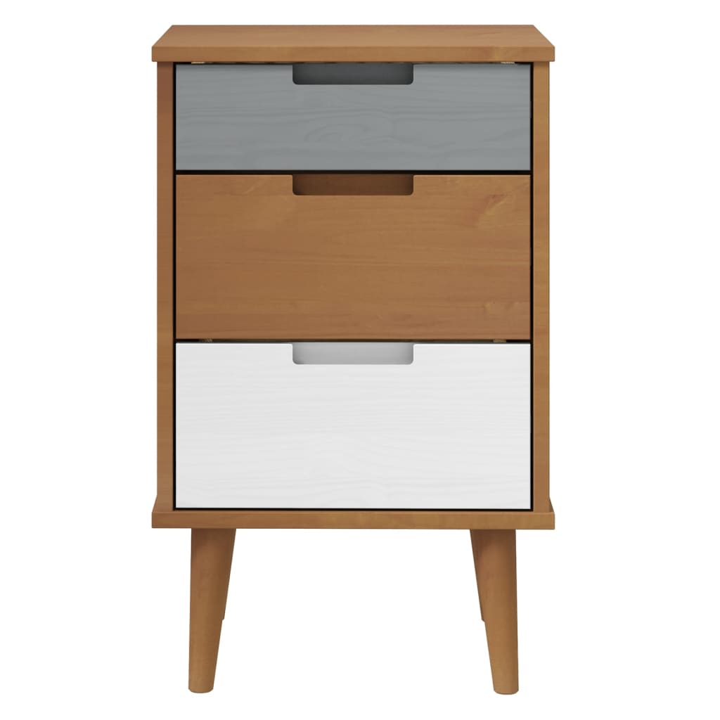 Nachtkastje Molde 40X35X65 Cm Massief Grenenhout Bruin