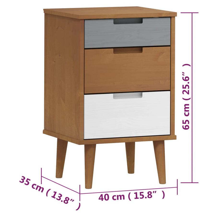 Nachtkastje Molde 40X35X65 Cm Massief Grenenhout Bruin