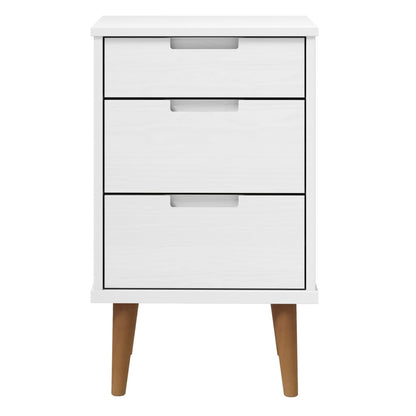 Nachtkastje Molde 40X35X65 Cm Massief Grenenhout Wit