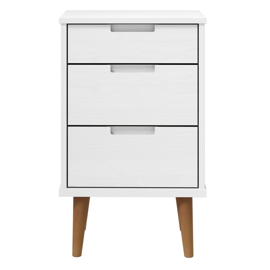 Nachtkastje Molde 40X35X65 Cm Massief Grenenhout Wit