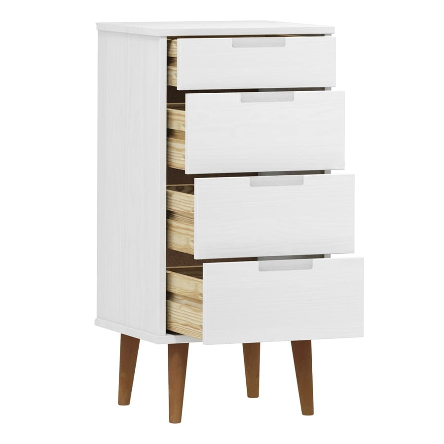 Ladekast Molde 40X35X82 Cm Massief Grenenhout Wit