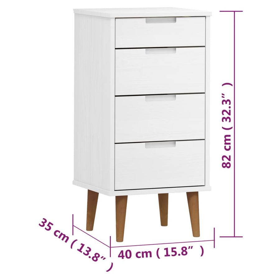 Ladekast Molde 40X35X82 Cm Massief Grenenhout Wit