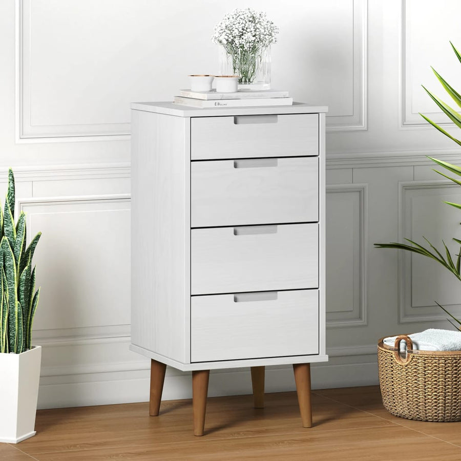 Ladekast Molde 40X35X82 Cm Massief Grenenhout Wit