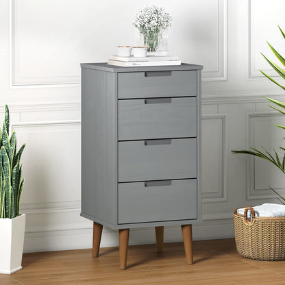 Ladekast Molde 40X35X82 Cm Massief Grenenhout Wit