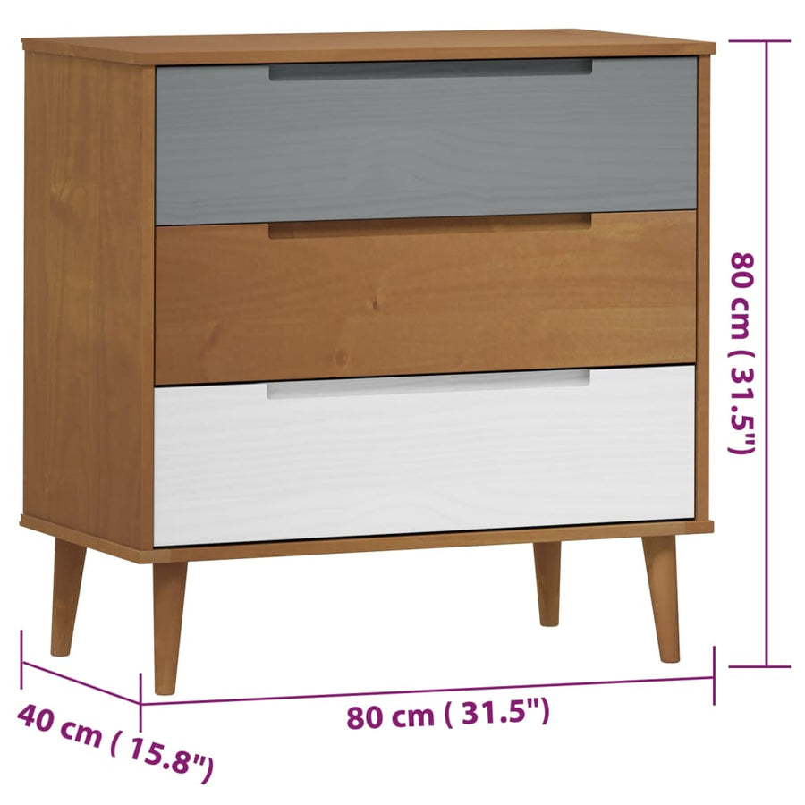 Ladekast Molde 80X40X80 Cm Massief Grenenhout Bruin