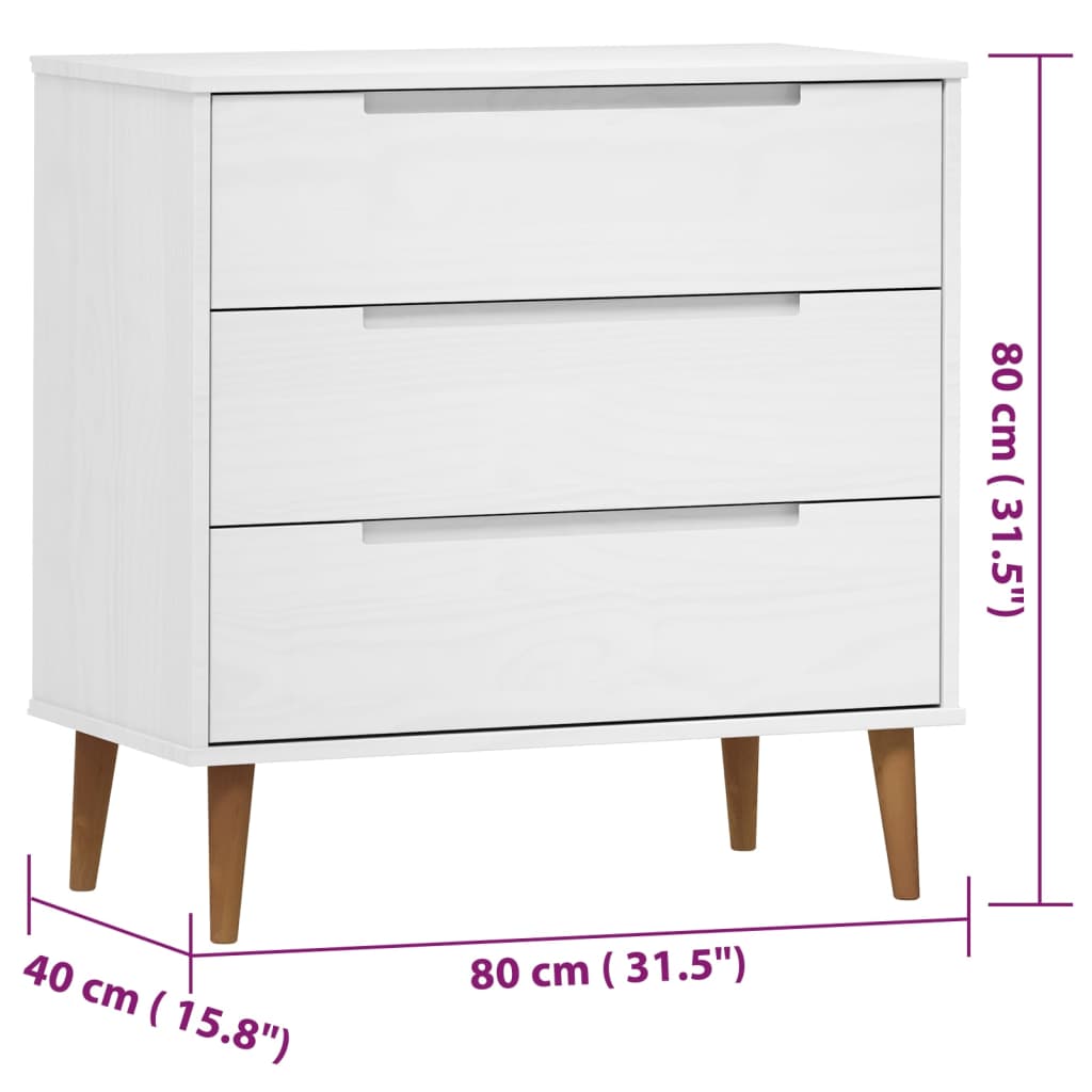 Ladekast Molde 80X40X80 Cm Massief Grenenhout Wit