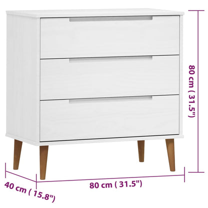 Ladekast Molde 80X40X80 Cm Massief Grenenhout Wit