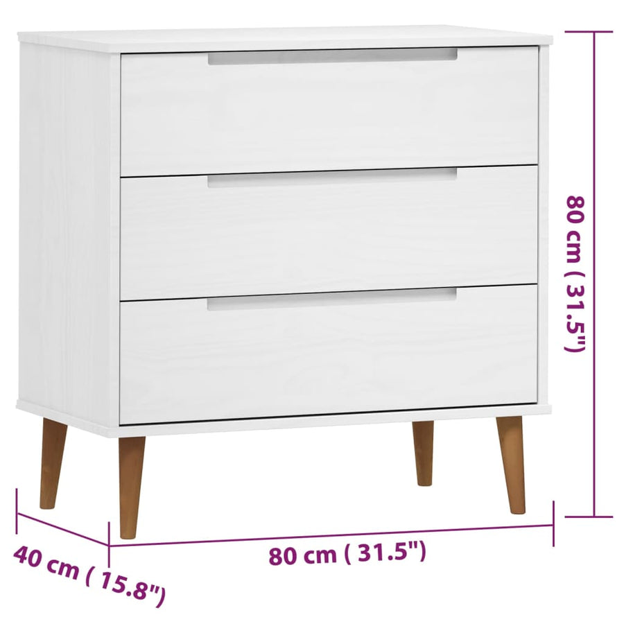 Ladekast Molde 80X40X80 Cm Massief Grenenhout Wit