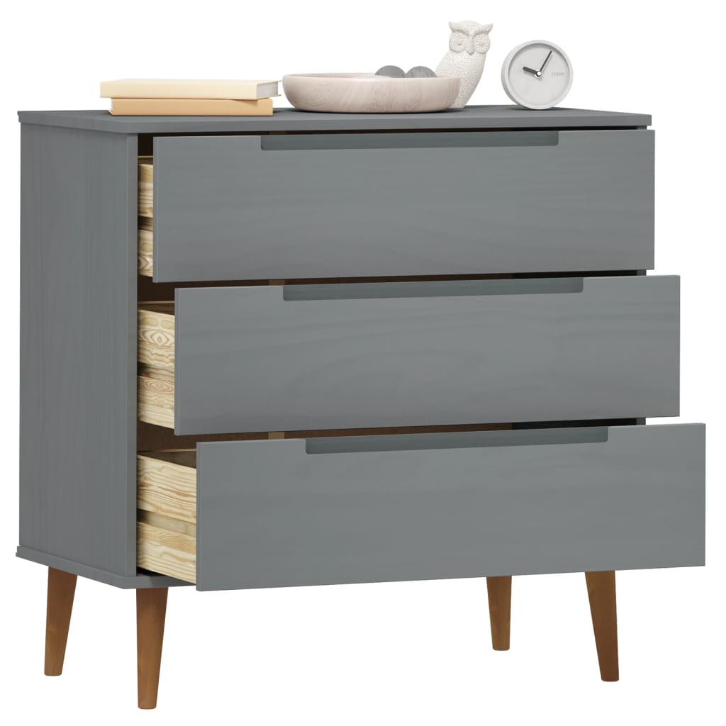 Ladekast Molde 80X40X80 Cm Massief Grenenhout Grijs