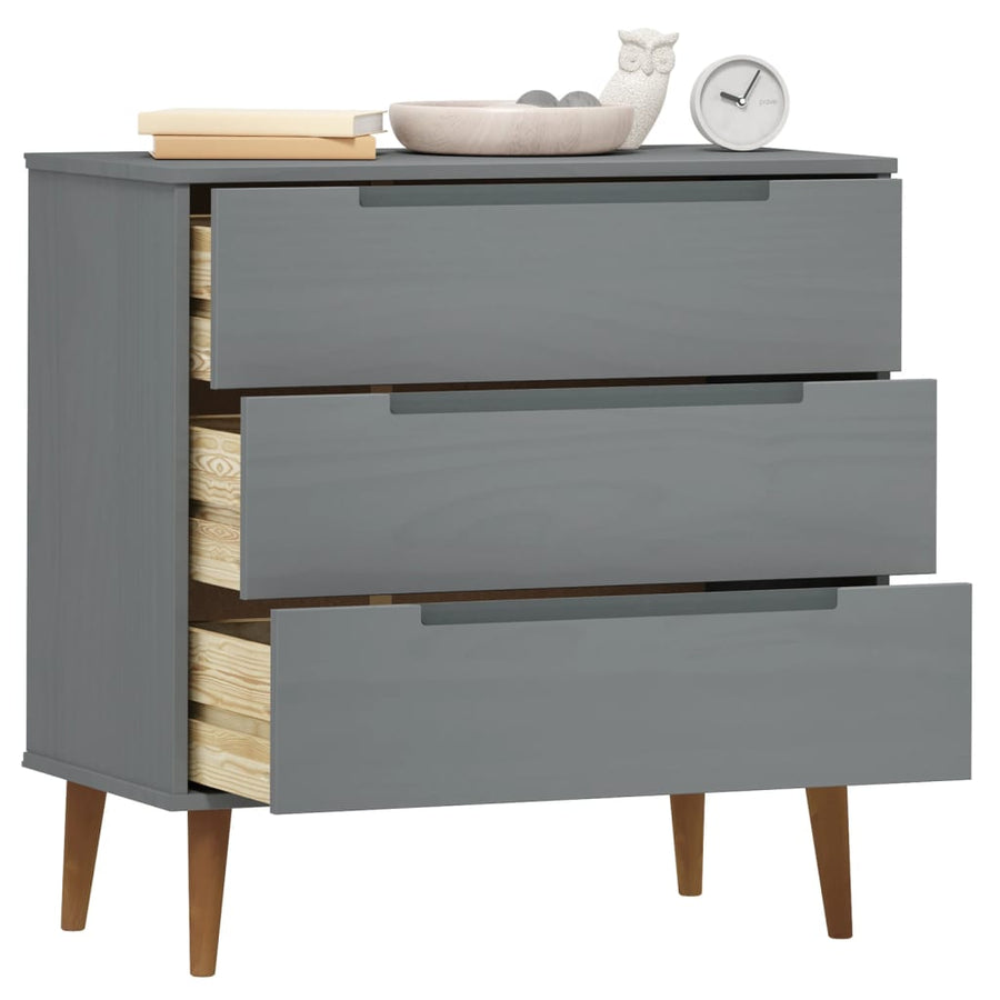 Ladekast Molde 80X40X80 Cm Massief Grenenhout Grijs