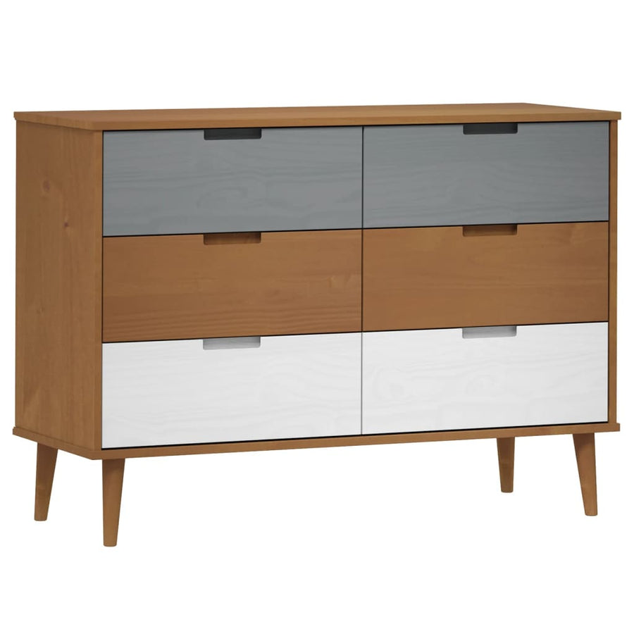 Ladekast Molde 3X40X80 Cm Massief Grenenhout Bruin