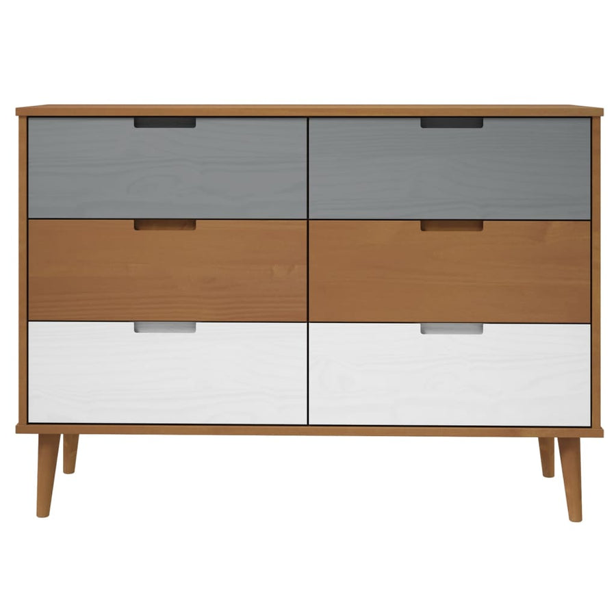 Ladekast Molde 3X40X80 Cm Massief Grenenhout Bruin