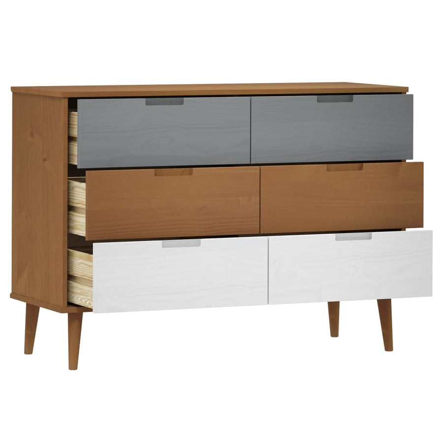 Ladekast Molde 3X40X80 Cm Massief Grenenhout Bruin