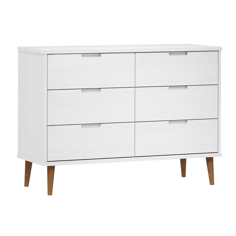 Ladekast Molde 3X40X80 Cm Massief Grenenhout Wit