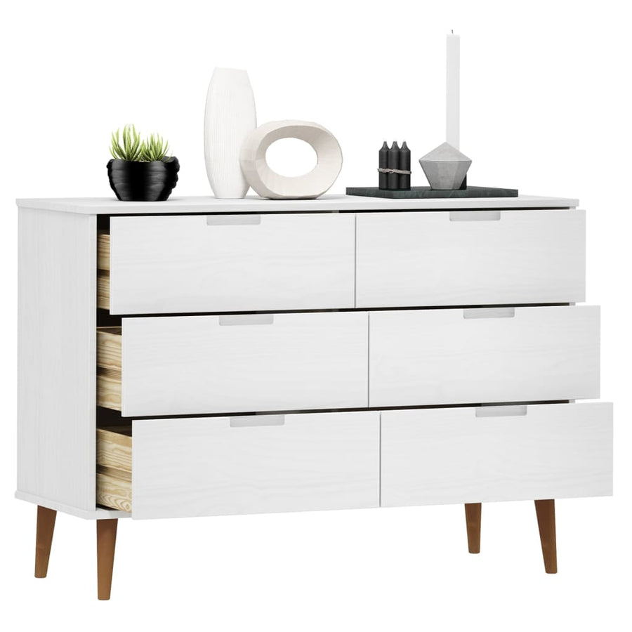Ladekast Molde 3X40X80 Cm Massief Grenenhout Wit