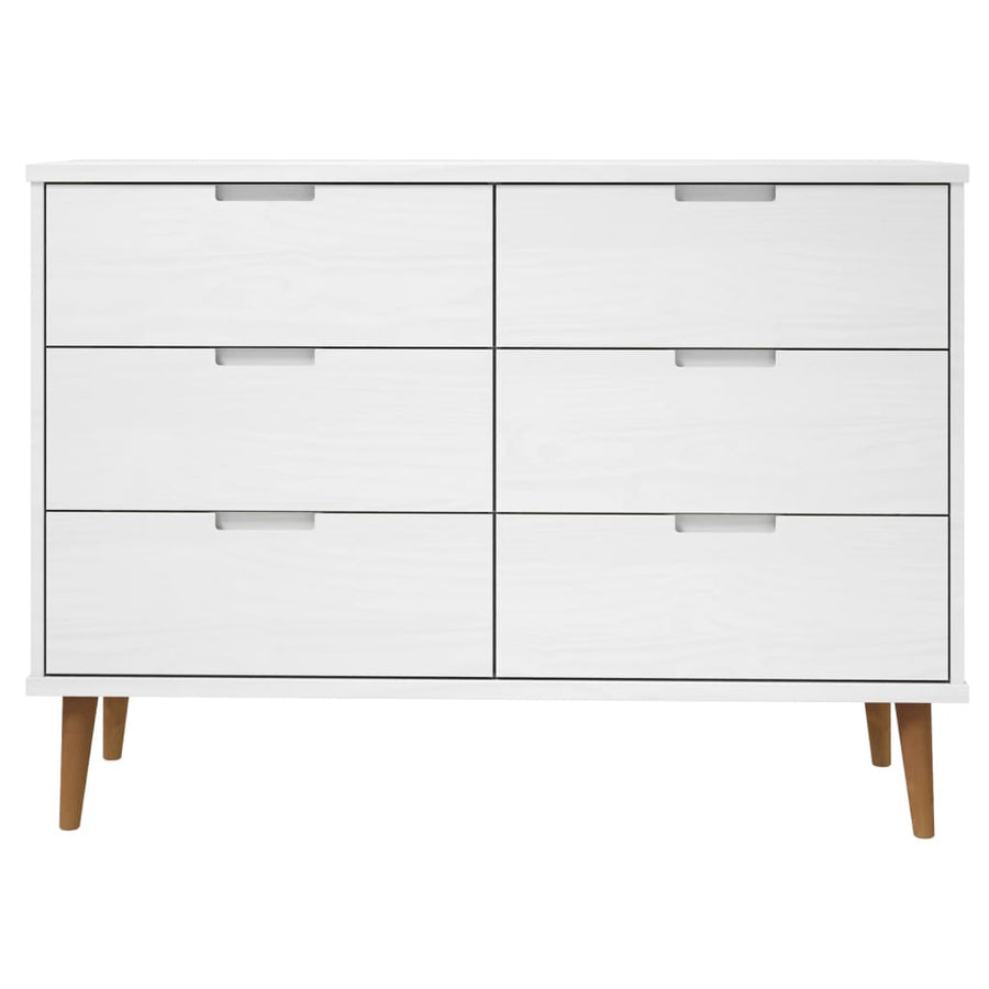 Ladekast Molde 3X40X80 Cm Massief Grenenhout Wit