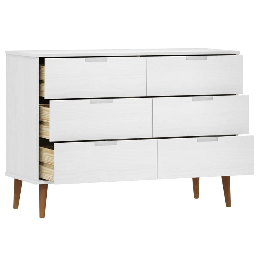 Ladekast Molde 3X40X80 Cm Massief Grenenhout Wit