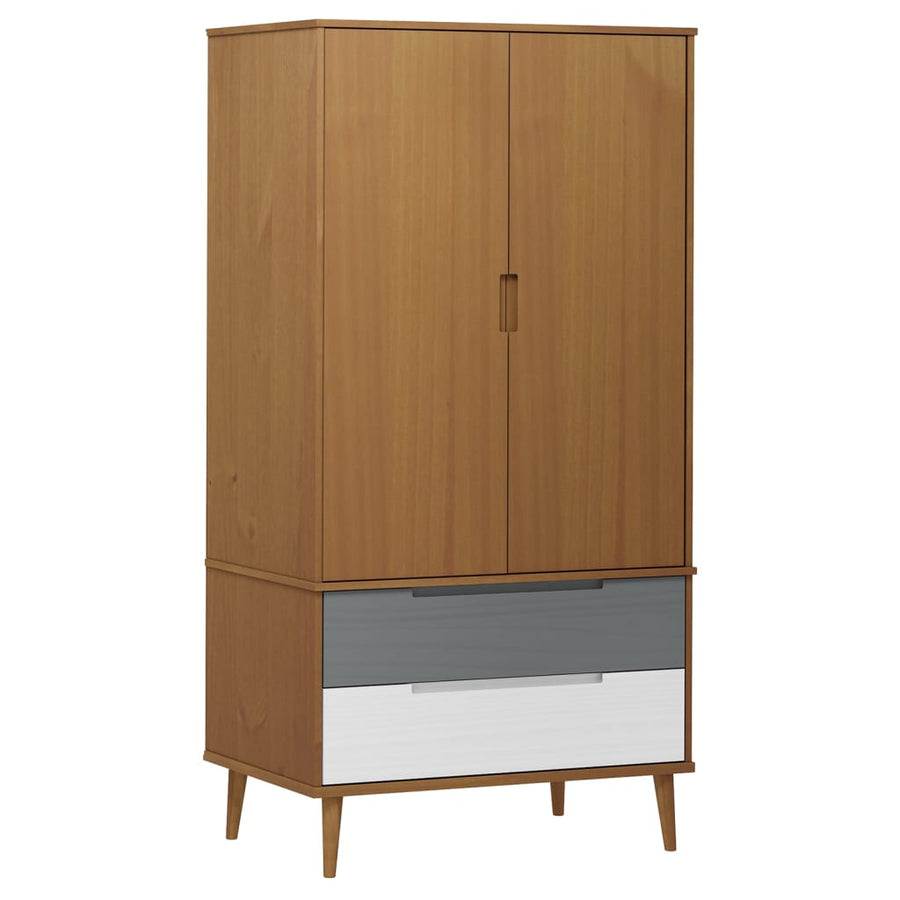 Kledingkast Molde 90X55X175 Cm Massief Grenenhout Bruin