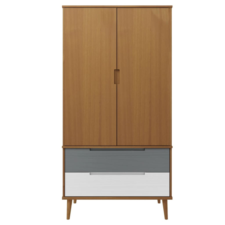 Kledingkast Molde 90X55X175 Cm Massief Grenenhout Bruin