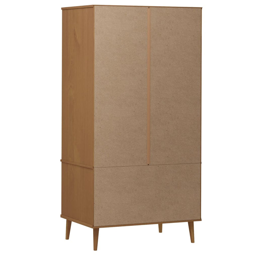 Kledingkast Molde 90X55X175 Cm Massief Grenenhout Bruin