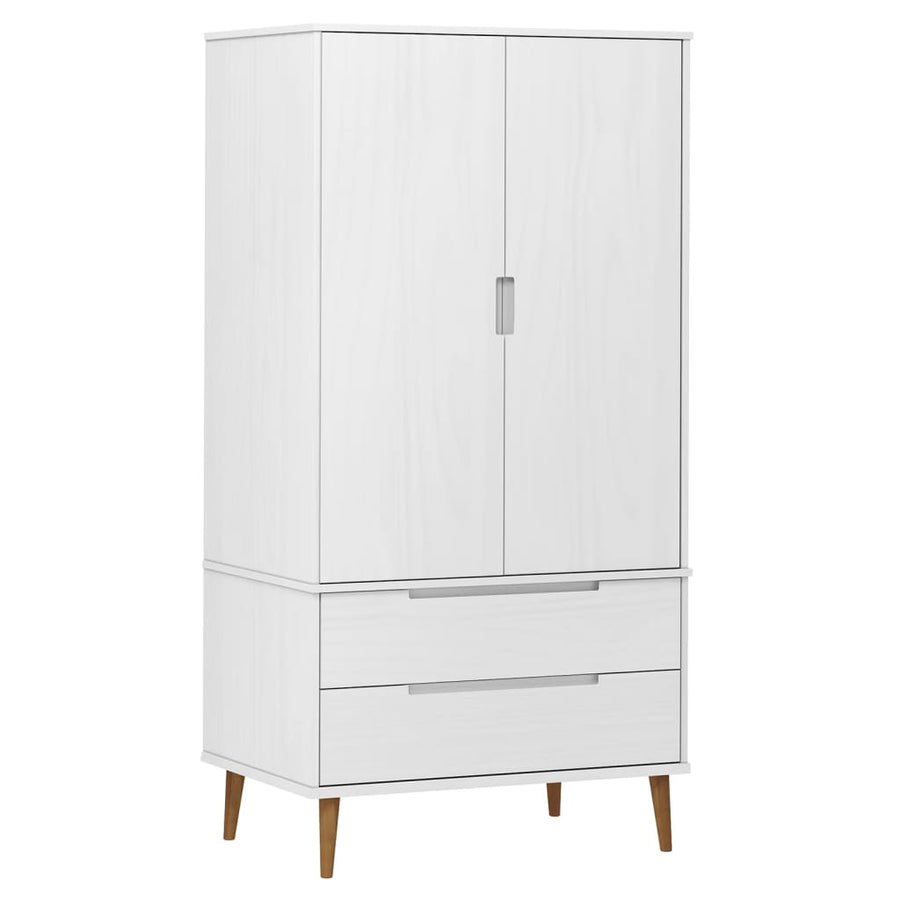 Kledingkast Molde 90X55X175 Cm Massief Grenenhout Wit