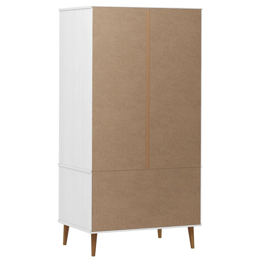 Kledingkast Molde 90X55X175 Cm Massief Grenenhout Wit