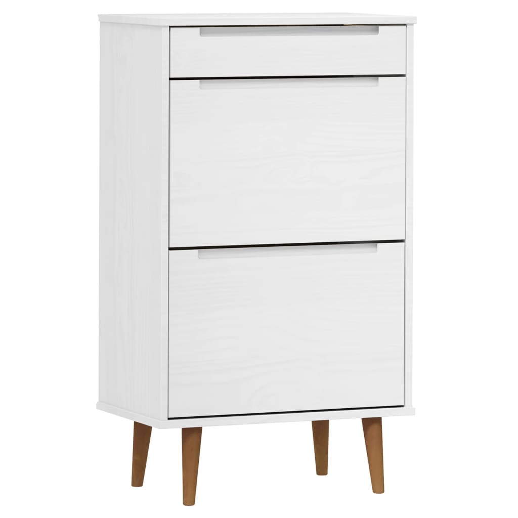 Schoenenkast Molde 59,5X35X103 Cm Massief Grenenhout Wit
