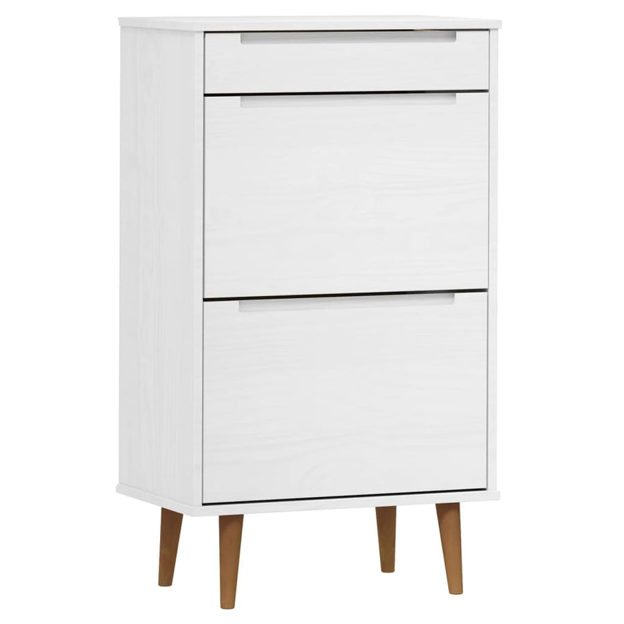 Schoenenkast Molde 59,5X35X103 Cm Massief Grenenhout Wit