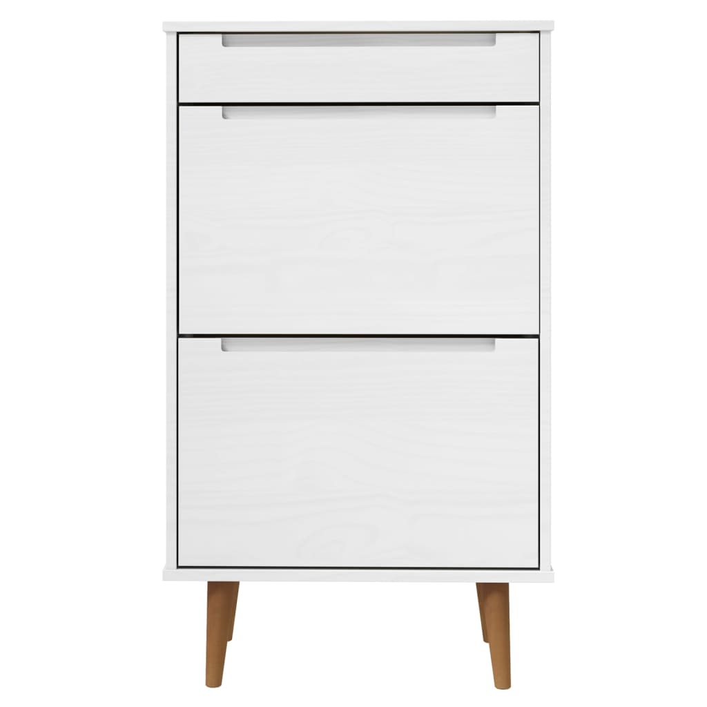 Schoenenkast Molde 59,5X35X103 Cm Massief Grenenhout Wit