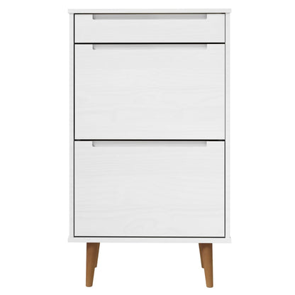 Schoenenkast Molde 59,5X35X103 Cm Massief Grenenhout Wit