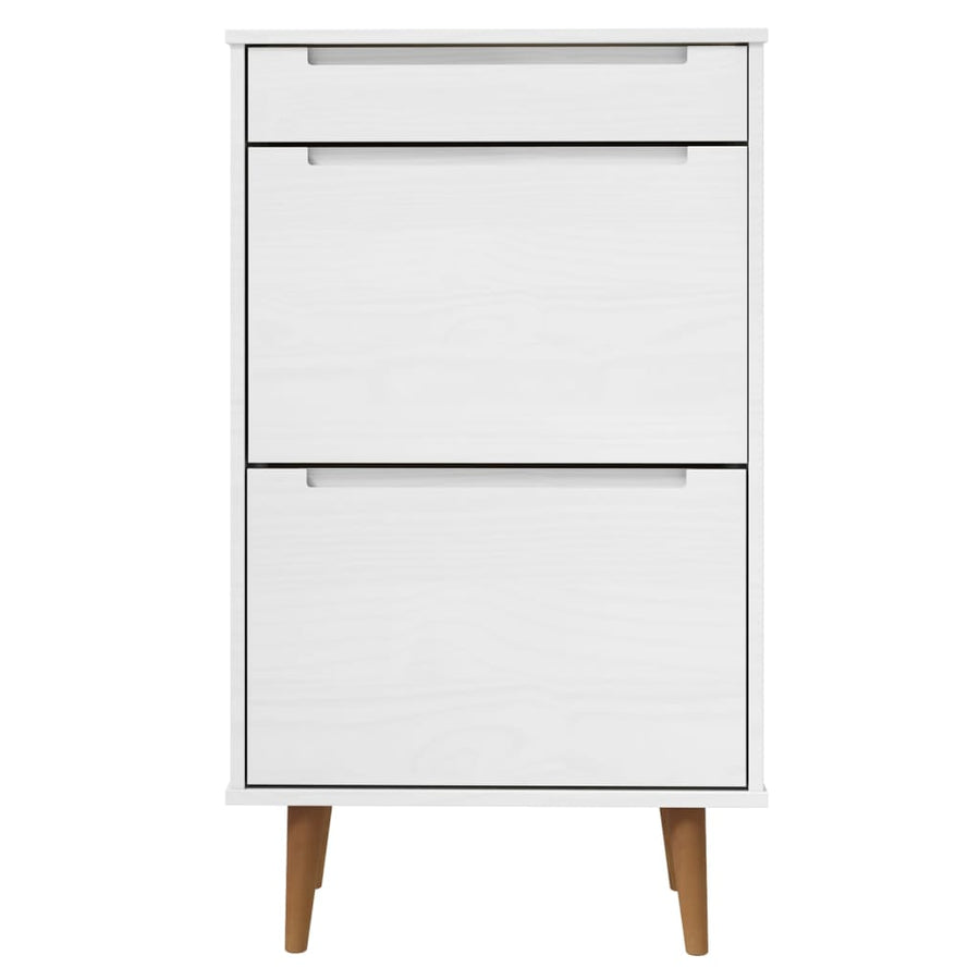 Schoenenkast Molde 59,5X35X103 Cm Massief Grenenhout Wit