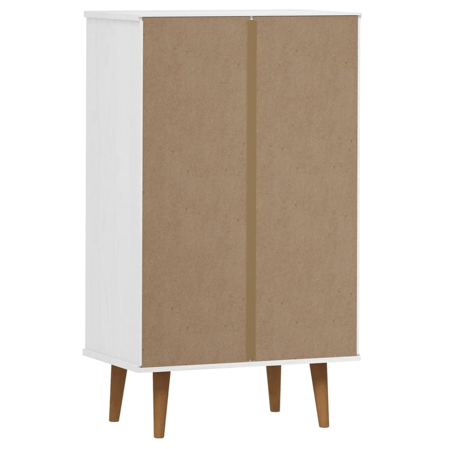 Schoenenkast Molde 59,5X35X103 Cm Massief Grenenhout Wit