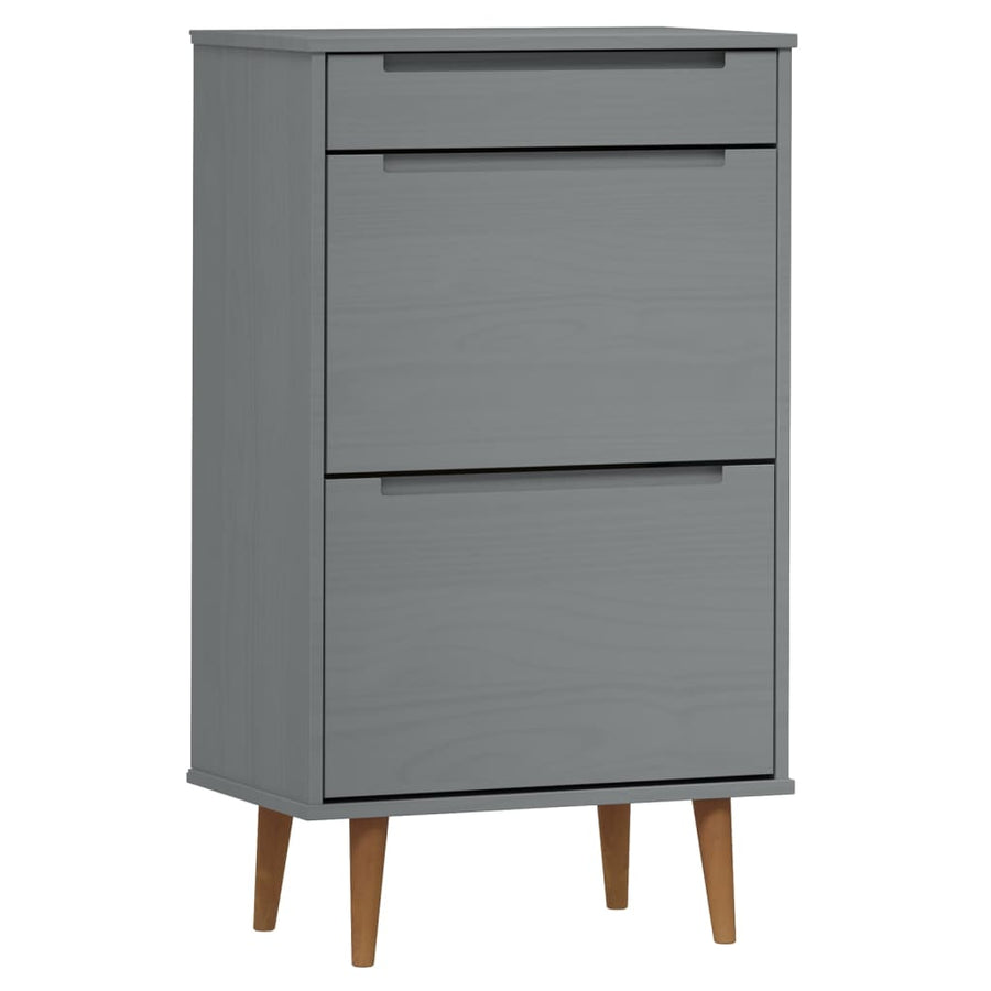 Schoenenkast Molde 59,5X35X103 Cm Massief Grenenhout Grijs