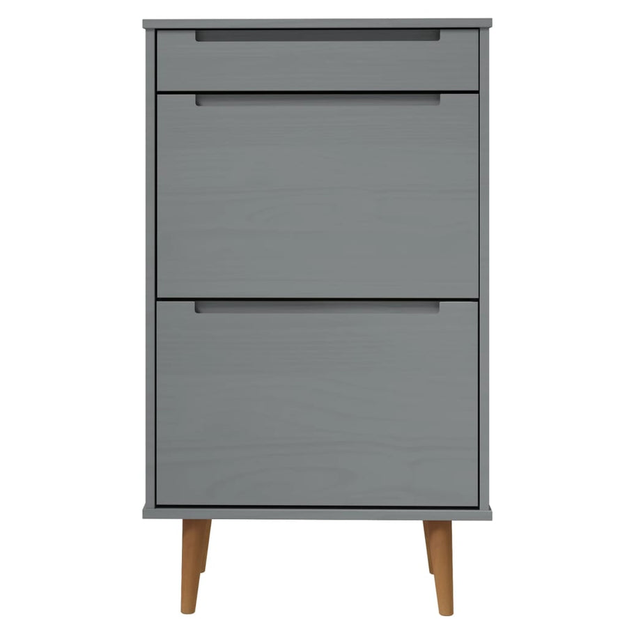 Schoenenkast Molde 59,5X35X103 Cm Massief Grenenhout Grijs