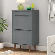 Schoenenkast massief grenenhout grijs 59,5x35x103 cm