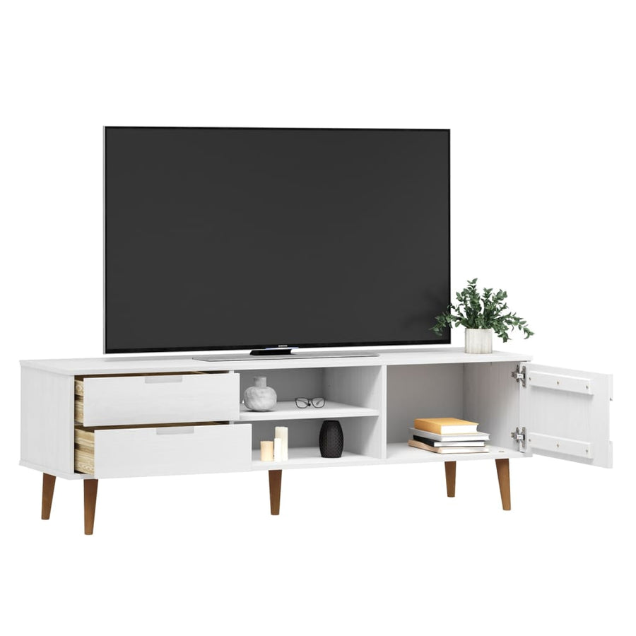 Tv-Meubel Molde 58X40X49 Cm Massief Grenenhout Wit