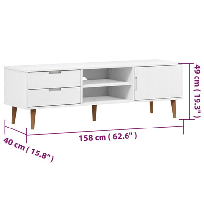 Tv-Meubel Molde 58X40X49 Cm Massief Grenenhout Wit