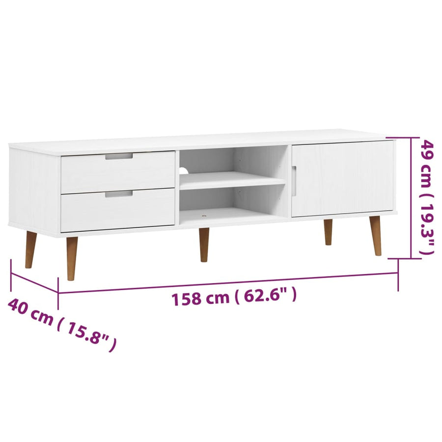 Tv-Meubel Molde 58X40X49 Cm Massief Grenenhout Wit
