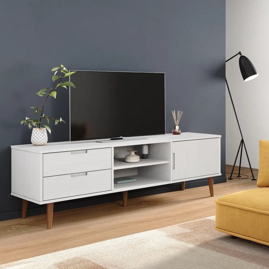 Tv-Meubel Molde 58X40X49 Cm Massief Grenenhout Wit