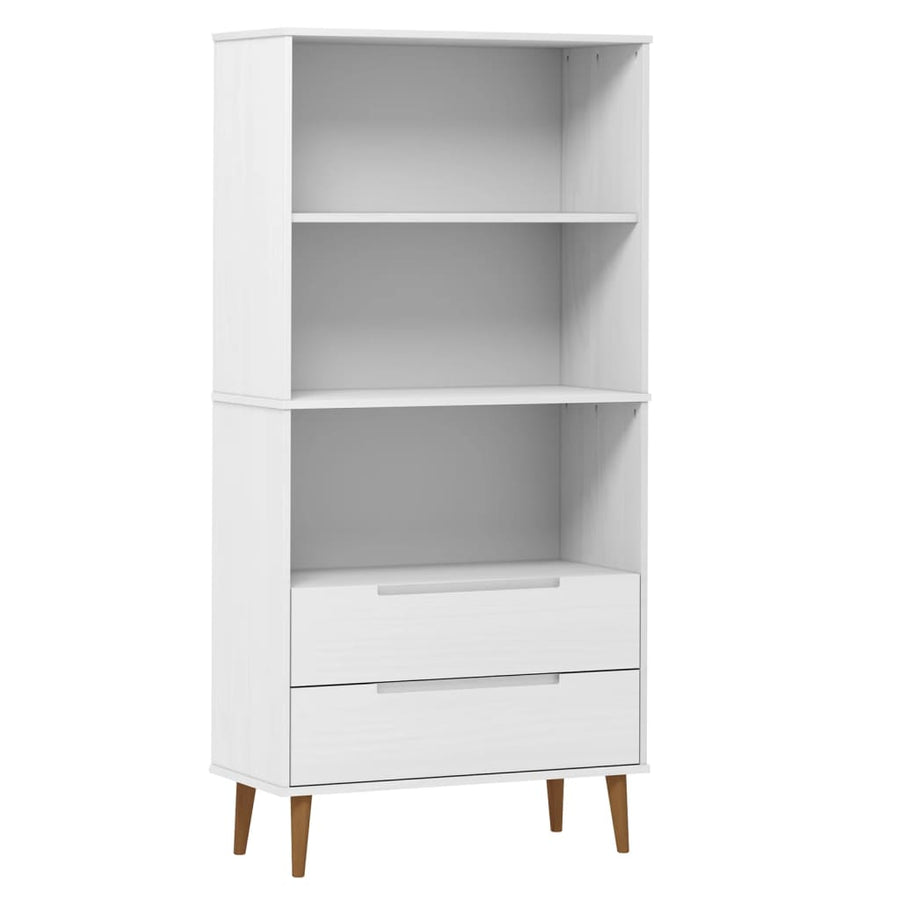 Boekenkast Molde 85X35X170,5 Cm Massief Grenenhout Wit