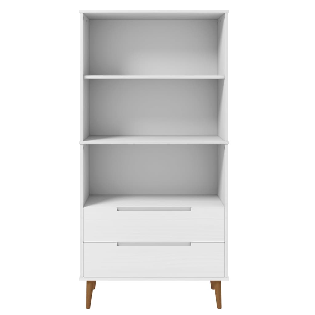 Boekenkast Molde 85X35X170,5 Cm Massief Grenenhout Wit