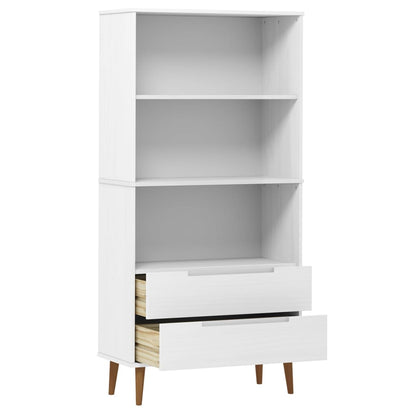 Boekenkast Molde 85X35X170,5 Cm Massief Grenenhout Wit