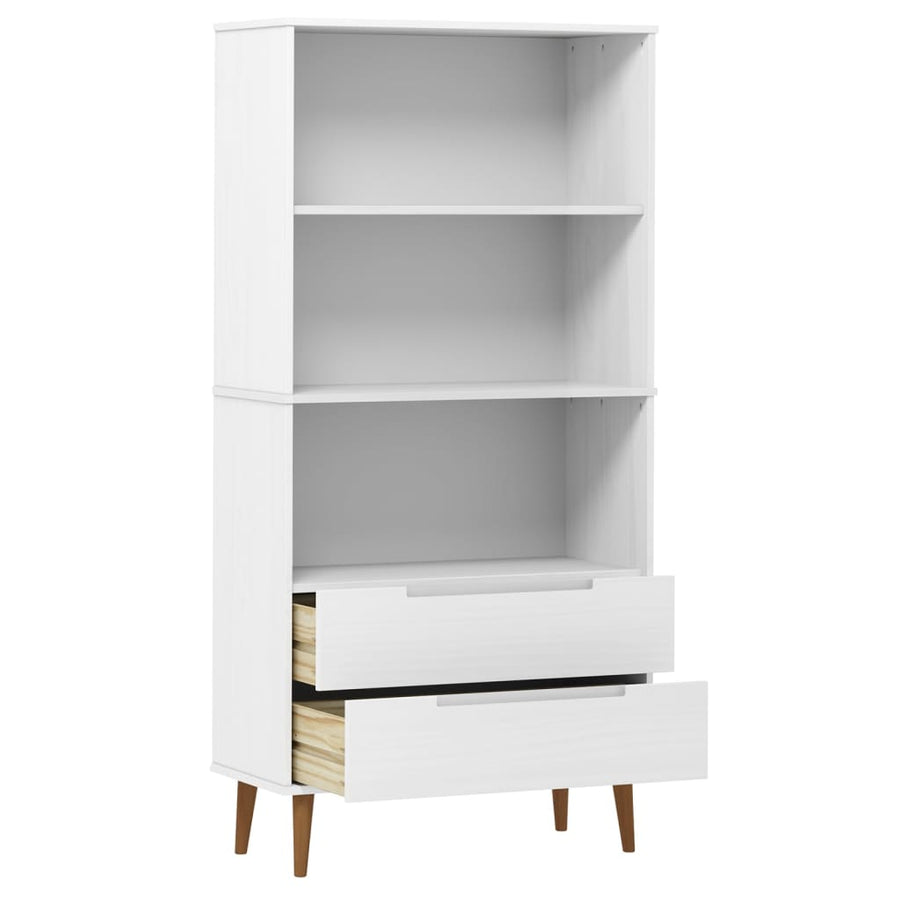 Boekenkast Molde 85X35X170,5 Cm Massief Grenenhout Wit