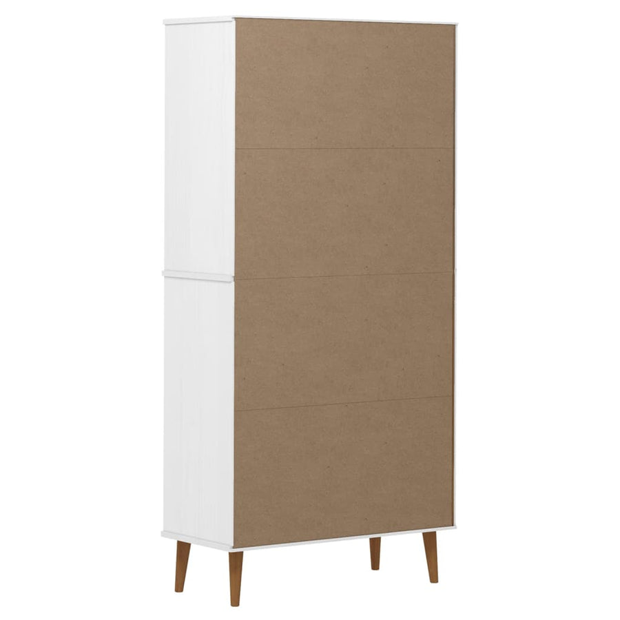 Boekenkast Molde 85X35X170,5 Cm Massief Grenenhout Wit