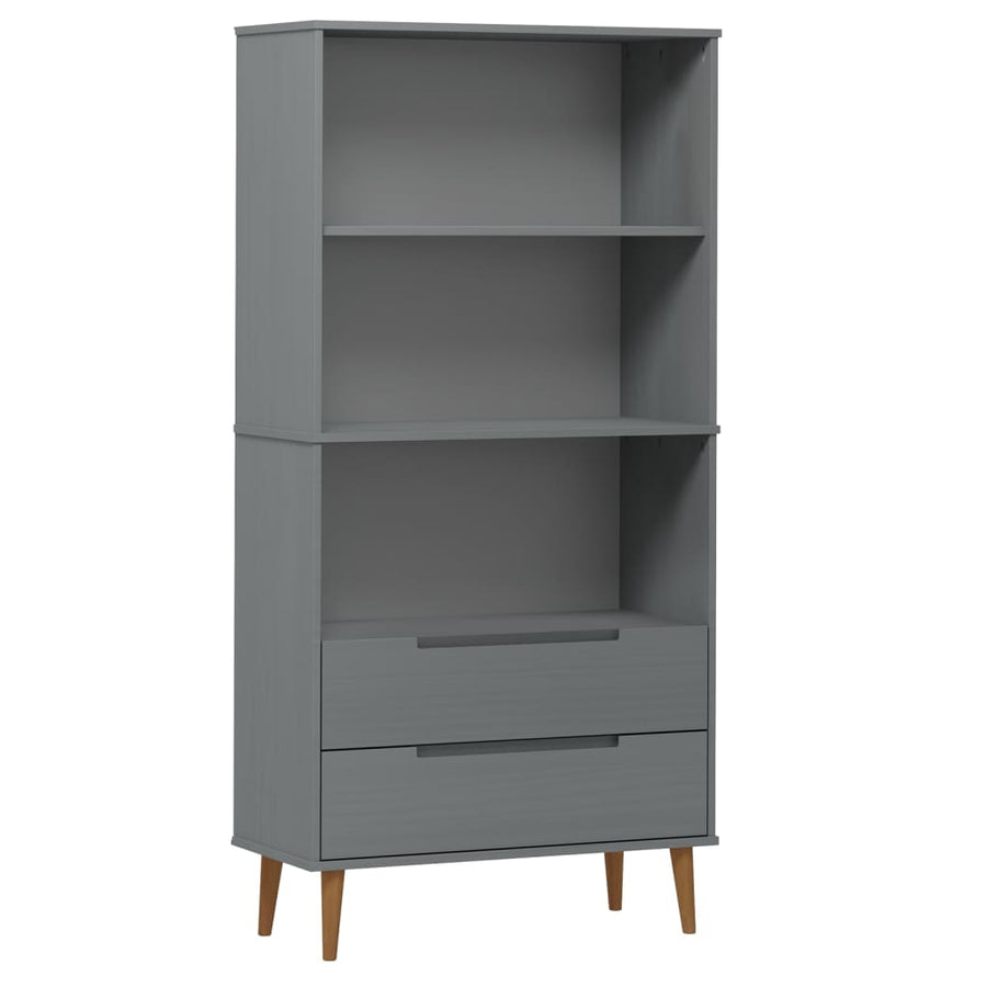 Boekenkast Molde 85X35X170,5 Cm Massief Grenenhout Grijs