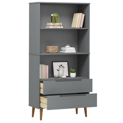 Boekenkast Molde 85X35X170,5 Cm Massief Grenenhout Grijs
